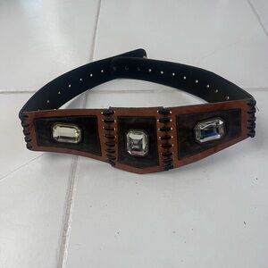 Brown and Black Belt with Gem Accents